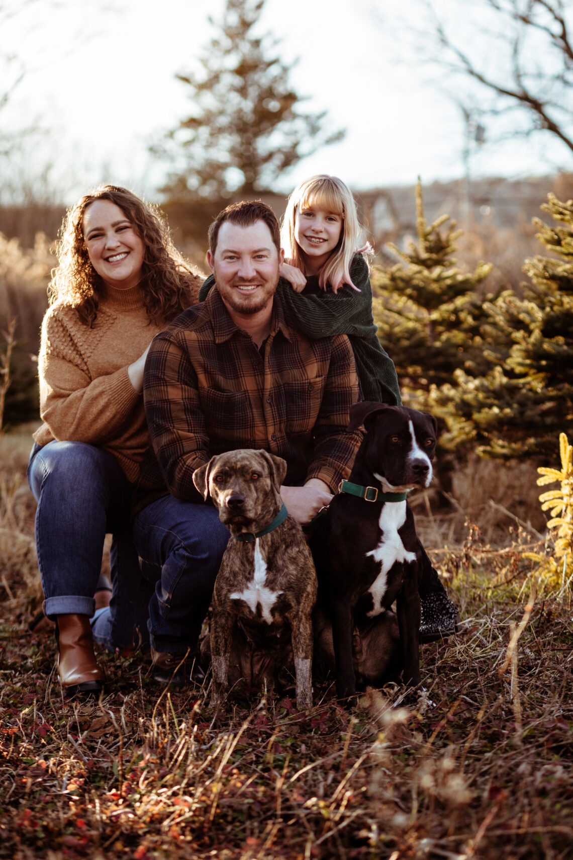family posing with dogs professional pet photography ct